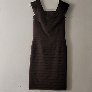 Adriana Papell Womens Brown Sleeveless Multi Tier Crepe dress Size 6